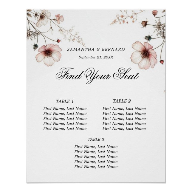 Wildblume Sommerminimalistische Sitzplakette Poster (Vorderseite)