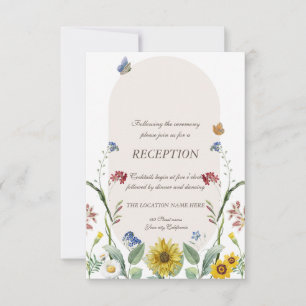 Wildblume Sonnenblume Schmetterlinge Hochzeit Einladung