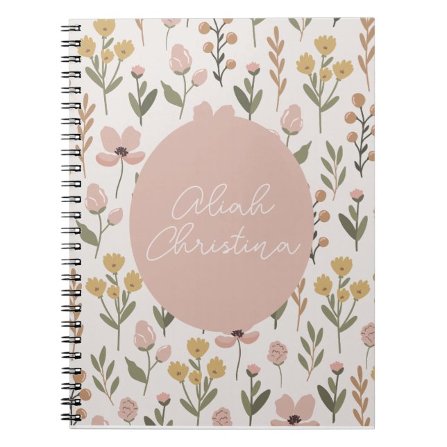 Wildblume Spiral Notebook Personalisiert Baby Notizblock (Vorderseite)