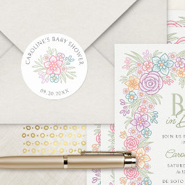 Wildblume Spring Baby Dusche Runder Aufkleber