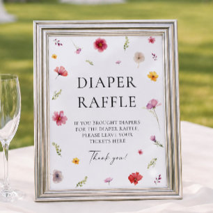 Wildblume Spring Baby Dusche Windeln Raffle Game Poster
