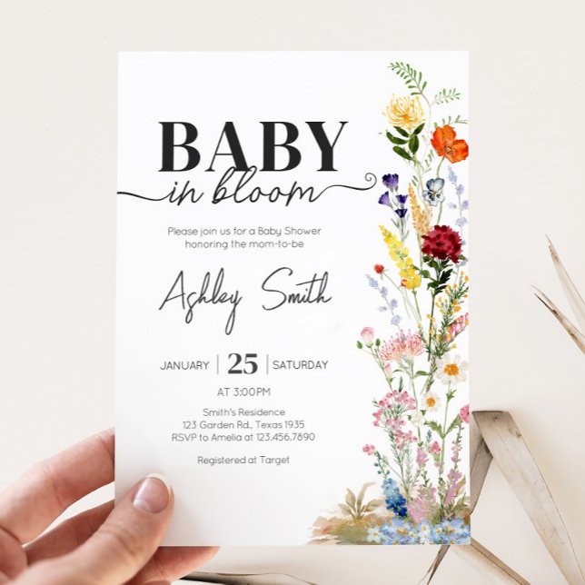 Wildblume Spring Baby in Bloom Baby Dusche Einladung (Wildflower Spring Baby in Bloom Baby Shower Invitation)