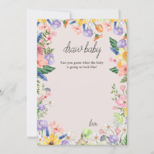 Wildblume Spring Baby Shower Zeichne Baby Game Car Einladung