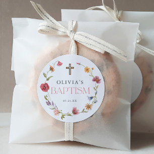 Wildblume Spring Floral Girl Taufe Party Runder Aufkleber