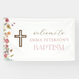 Wildblume Spring Floral Girl Taufe Willkommen Banner