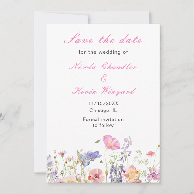 Wildblume Spring Floral Save The Date (Vorderseite)