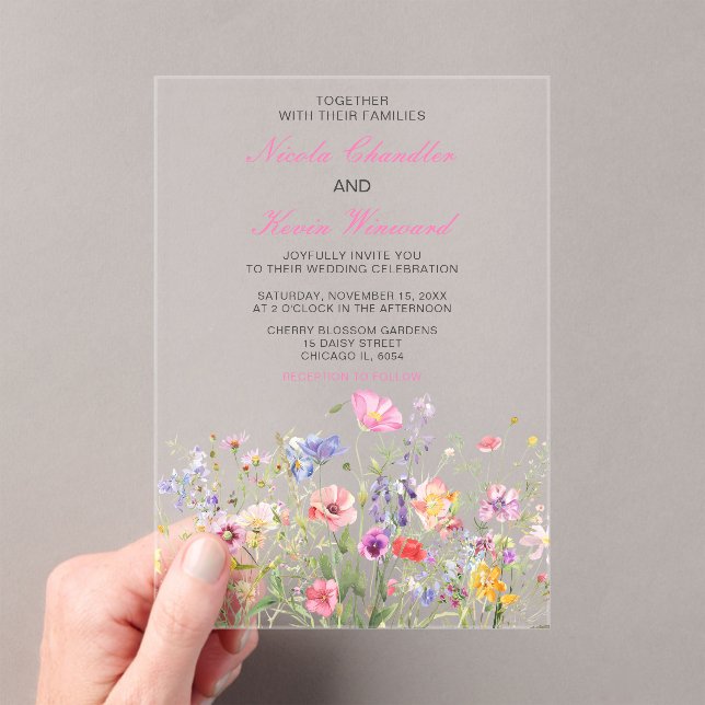 Wildblume Spring Floral Wedding Acryleinladungen (Insitu (Handheld))