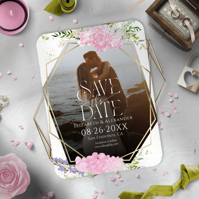 Wildblume Spring Foto Hochzeit speichern das Datum Magnet (Von Creator hochgeladen)