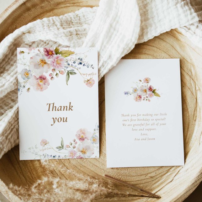 Wildblume Spring Geburtstag Vielen Dank, dass Sie  Dankeskarte (Boho wildflower Baby Shower thank you card)