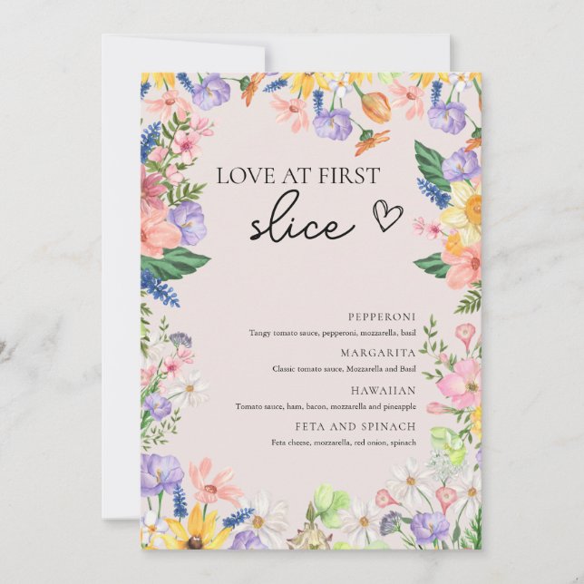 Wildblume Spring Liebe bei First Slice Pizza Card Einladung (Vorderseite)