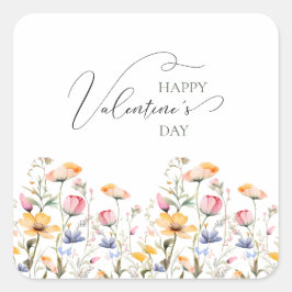 Wildblume Spring Meadow Valentinstag Quadratischer Aufkleber