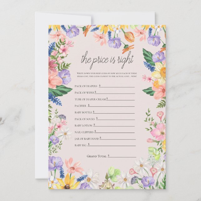 Wildblume Spring Price ist die richtige Game Card Einladung (Vorderseite)