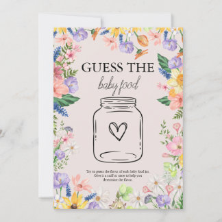 Wildblume Spring Raten Sie die Baby Food Game Card Einladung