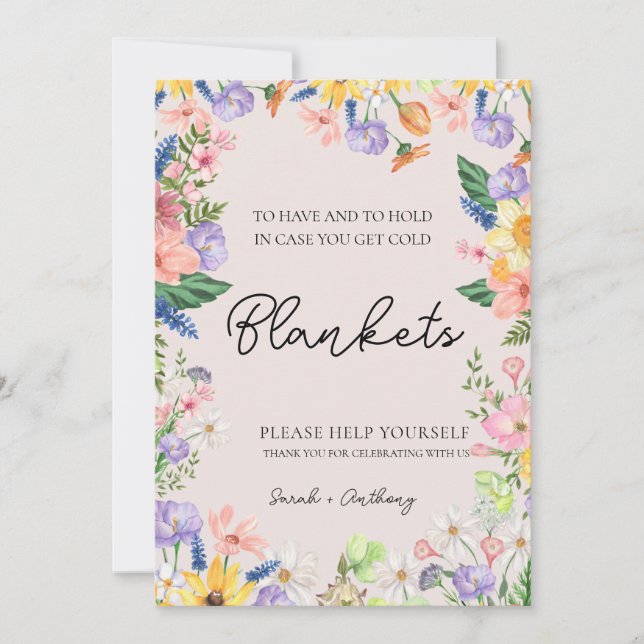 Wildblume Spring Wedding Blanket Sign Card Einladung (Vorderseite)