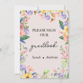 Wildblume Spring Wedding Guest Book Sign Card Einladung