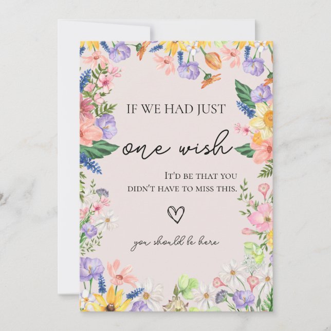 Wildblume Spring Wedding Memorial Sign Card Einladung (Vorderseite)