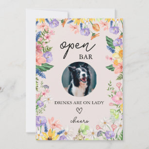 Wildblume Spring Wedding Open Bar Dog Sign Card Einladung