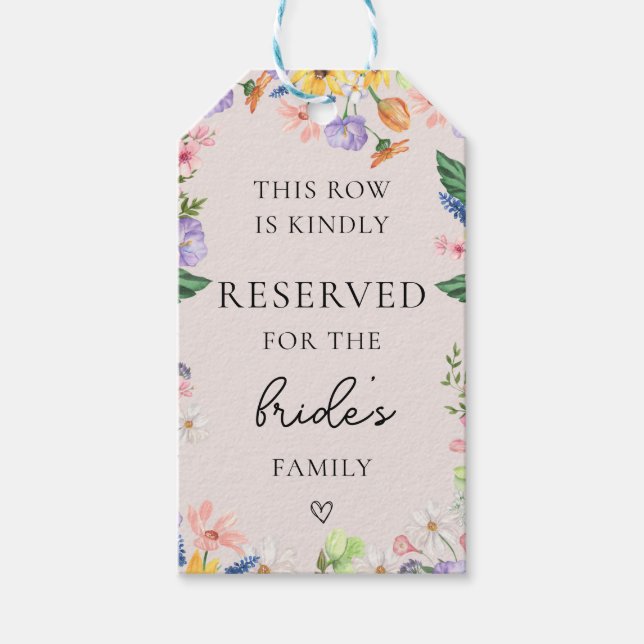Wildblume Spring Wedding Reservierte Stuhlmarke Geschenkanhänger (Vorderseite)