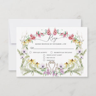 Wildblume Spring Wreath Moderne Blumentypografie RSVP Karte