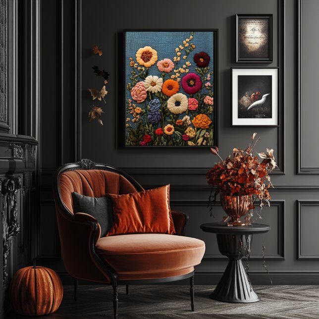 Wildblume Stickerei Stil Vintag Botanisch Poster (Von Creator hochgeladen)