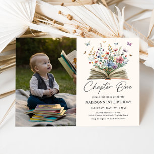 Wildblume Storybook Kapitel 1 Geburtstag Foto Einladung