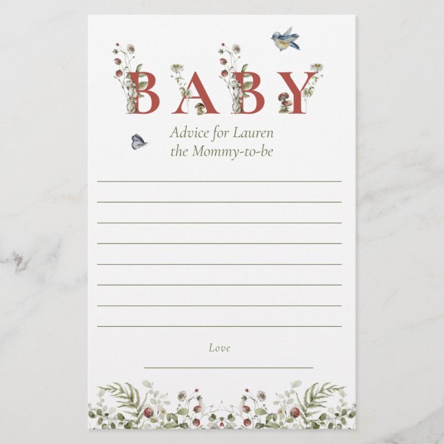 Wildblume Strawberry Kinderdusche Kinderbetreuung Flyer (Vorne)