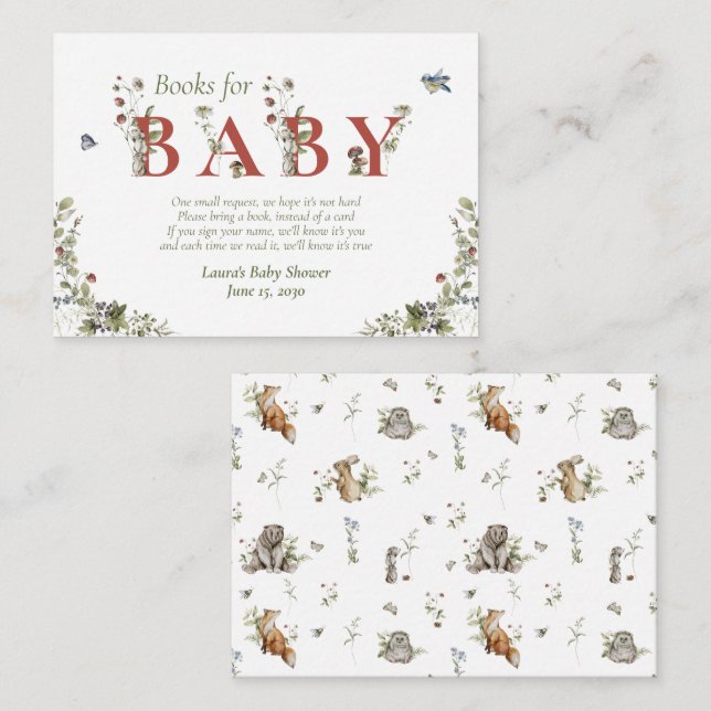 Wildblume Strawberry Summer Baby Book Request Begleitkarte (Vorne/Hinten)