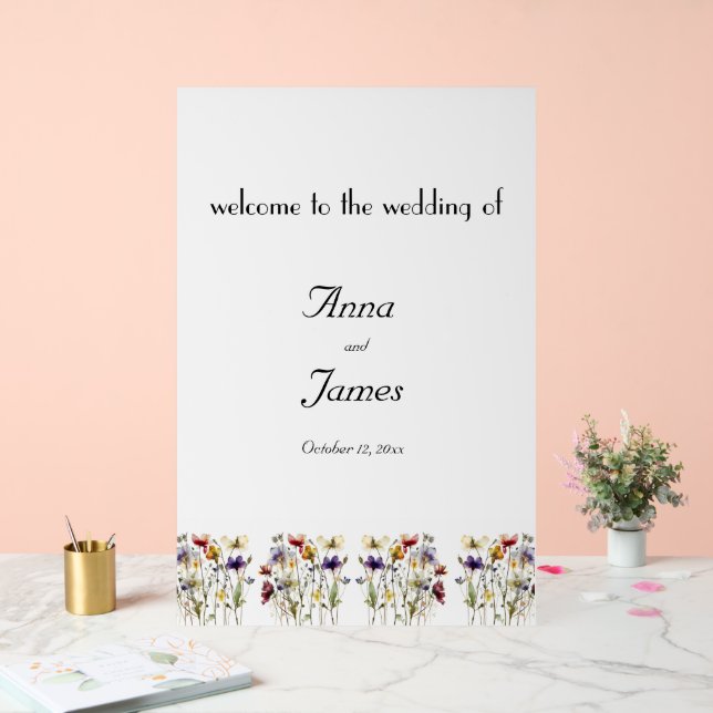 Wildblume Symphony: Vibranly Watercolor Art Acrylschild (Hochzeit)