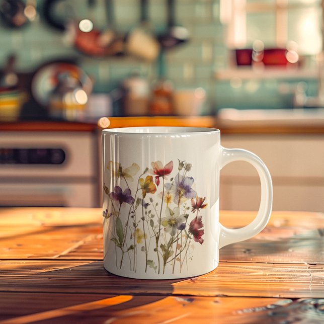 Wildblume Symphony: Vibranly Watercolor Art Kaffeetasse (Von Creator hochgeladen)