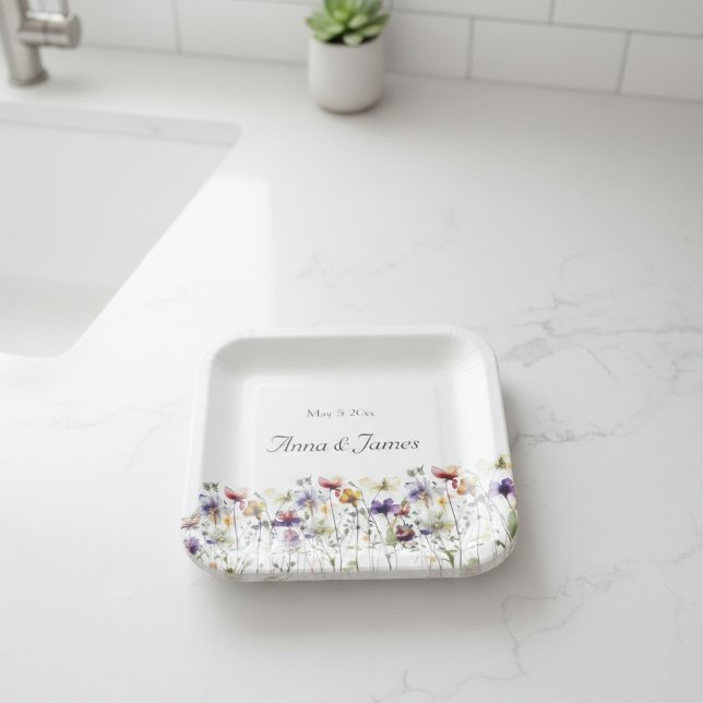 Wildblume Symphony: Vibranly Watercolor Art Pappteller (Von Creator hochgeladen)