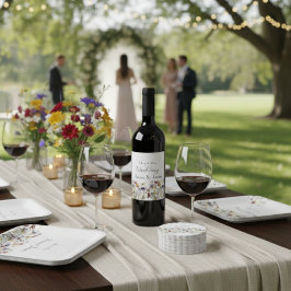 Wildblume Symphony: Vibranly Watercolor Art Weinetikett