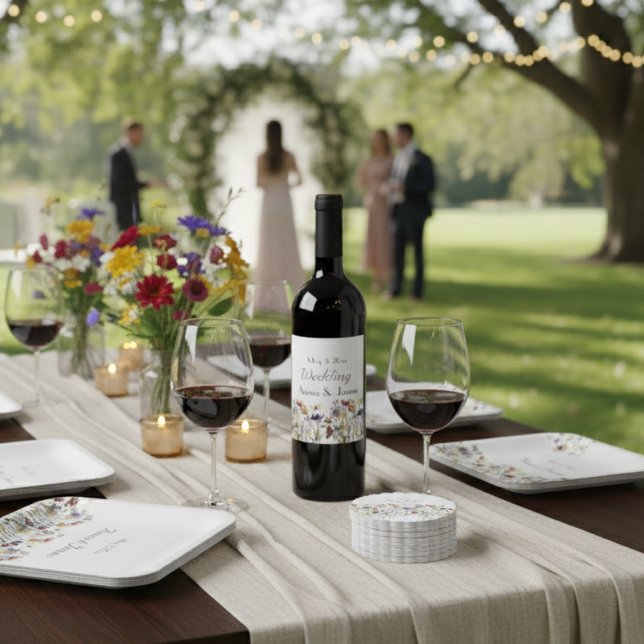 Wildblume Symphony: Vibranly Watercolor Art Weinetikett (Von Creator hochgeladen)