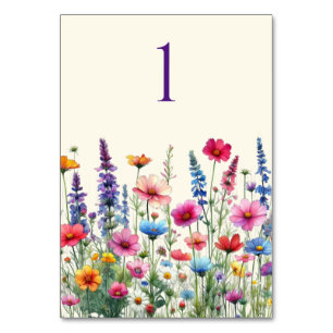Wildblume Symphony Wedding Table Card Tischnummer