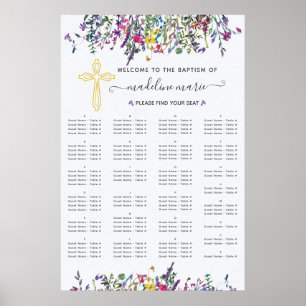 Wildblume Taufe Alphabetische Sitzkarte Poster