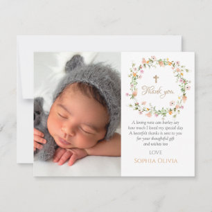 Wildblume Taufe Pink Girl Danke Karte