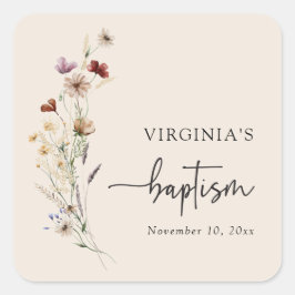 Wildblume Taufen Quadratischer Aufkleber