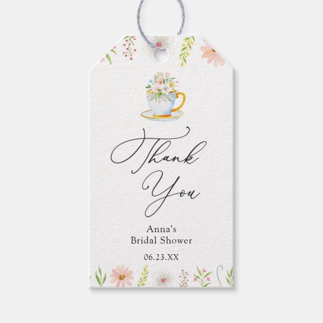 Wildblume Tea Brautparty Gift Tags Geschenkanhänger (Vorderseite)