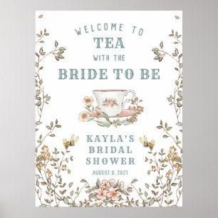 Wildblume Tea Party Dusche Willkommenspender 24x32 Poster