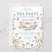 Wildblume Tea Party Kinderdusche Einladung