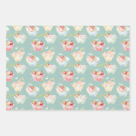 Wildblume Teacup Erdbeerfeld Kinderzimmer Geschenkpapier Set