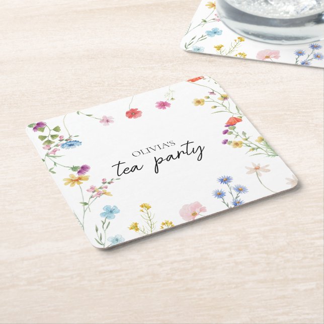 Wildblume Tee Party Brautparty Rechteckiger Pappuntersetzer (angewinkelt)