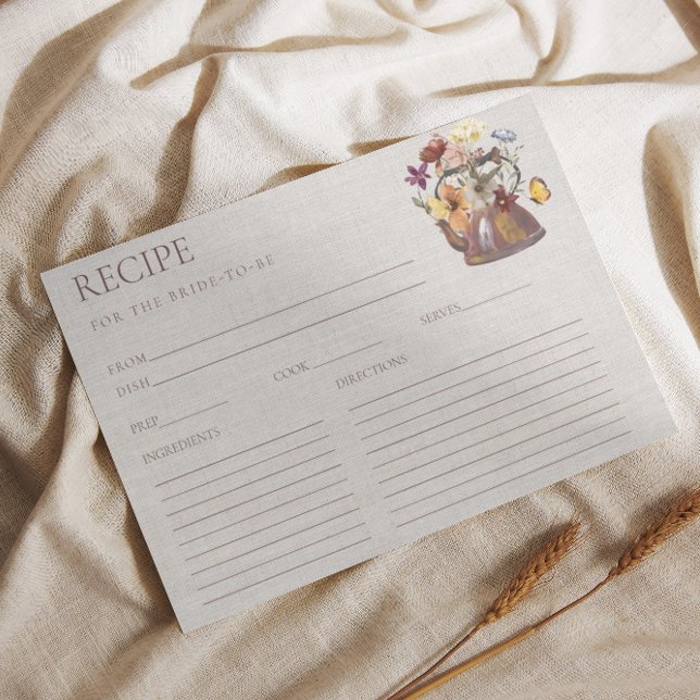 Wildblume Tee Party Brautparty Rezept Karte (Von Creator hochgeladen)
