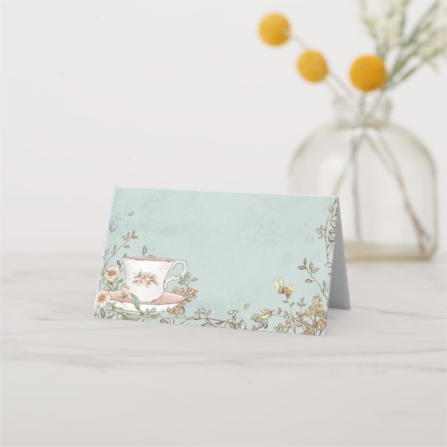 Wildblume Tee Party Geburtstag Platzkarte (Vorderseite)