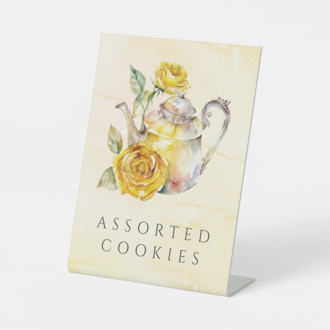 Wildblume Tee Party Lebensmittelzeichen Sockelschild (Vorderseite)