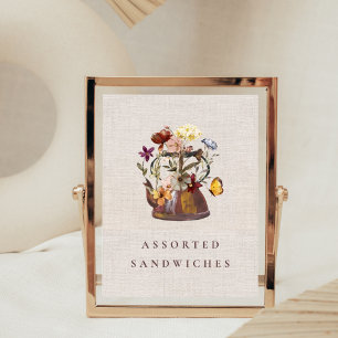 Wildblume Tee Party Vintages Lebensmittelzeichen Poster