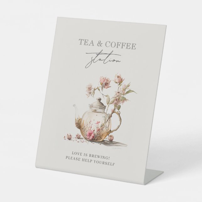 Wildblume Tee Party Wasserfarben Brautparty Unters Sockelschild (Vorderseite)