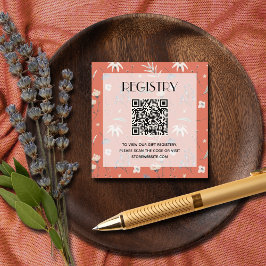 Wildblume Terracotta Baby Showregister QR Code Begleitkarte