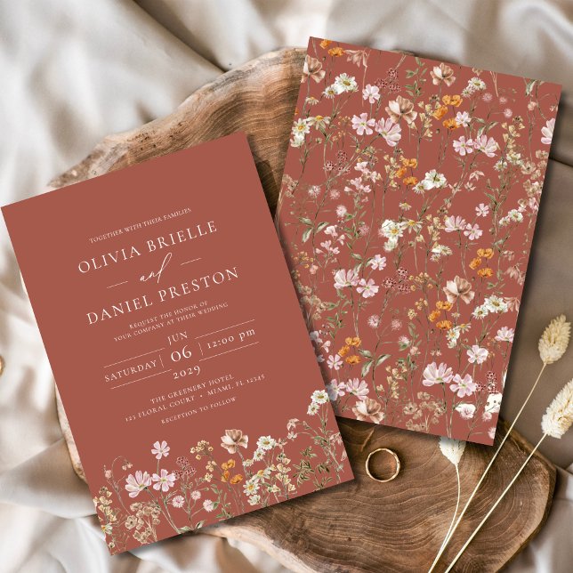 Wildblume Terracotta Boho Garden Wedding Einladung (Von Creator hochgeladen)