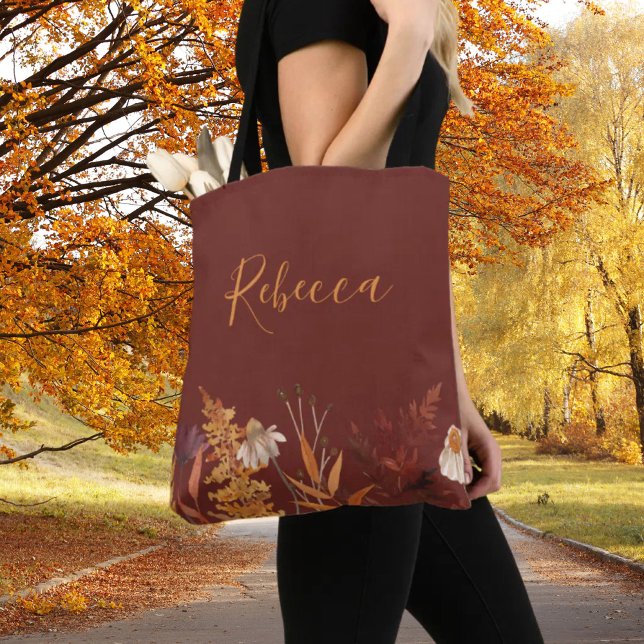 Wildblume Terracotta Herbst Hochzeit (Wildflower Terracotta Autumn Wedding Bridesmaid Tote Bag)