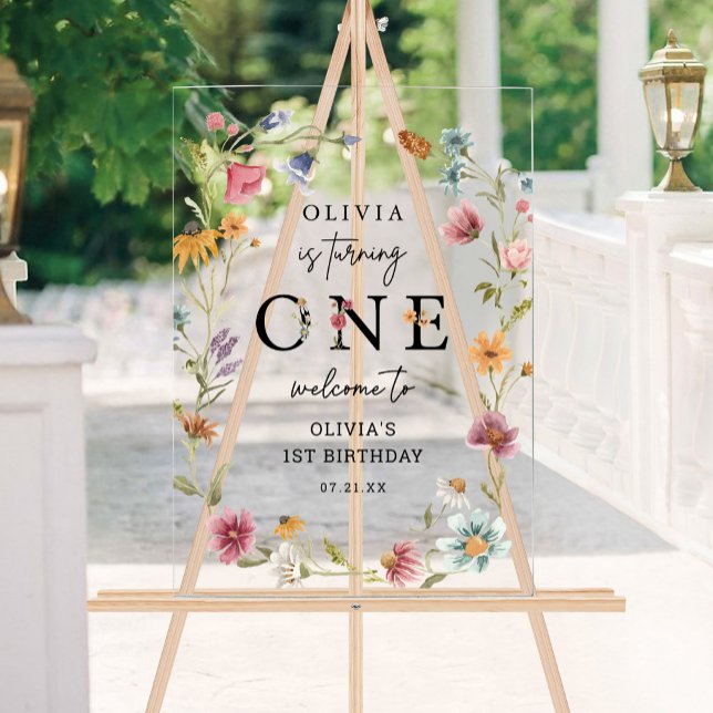Wildblume Thema Girl 1. Geburtstag Willkommen Acrylschild (Von Creator hochgeladen)